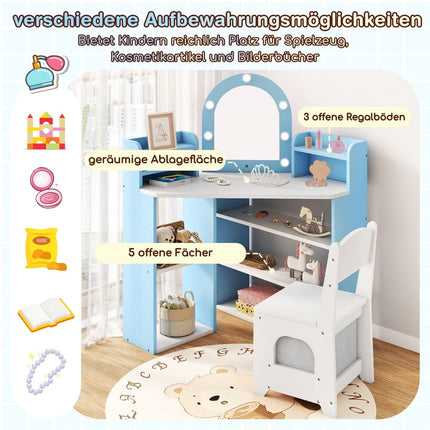 Children's Vanity Set with Mirror & Lights – Blue