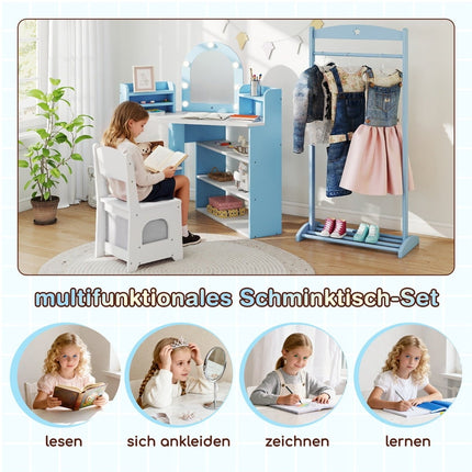 Children's Vanity Set with Mirror & Lights – Blue