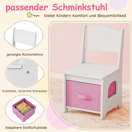Children's Vanity Table Set with Lights, Mirror, and Chair