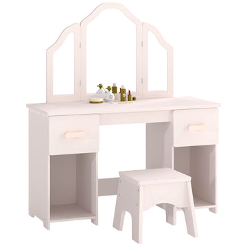 Children's Vanity Table Set with Stool and Mirror, Pink