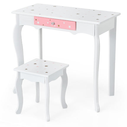Children's Vanity Table with Mirror and Drawer – White