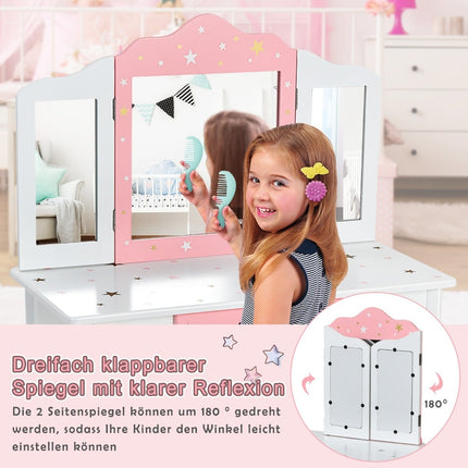 Children's Vanity Table with Mirror and Drawer – White