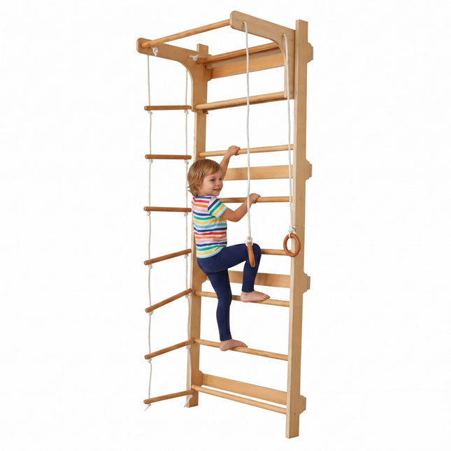 Kinderwandrek met optrekstang, naturel hout