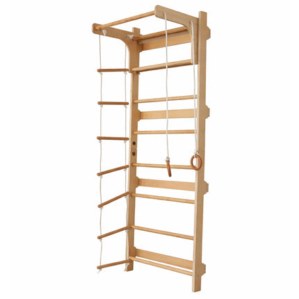 Children's Wall Bars with Pull-Up Bar, Natural Wood