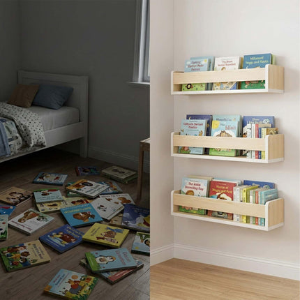 Children's Wall Shelves Set of 3, MDF, 58 cm Wide