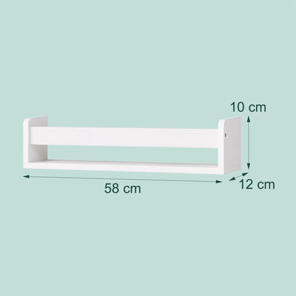 Children's Wall Shelves Set of 3, White MDF, 58cm