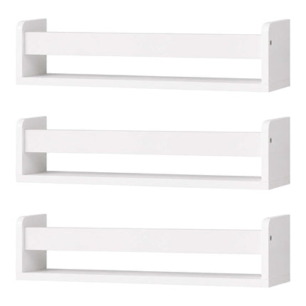 Children's Wall Shelves Set of 3, White MDF, 58cm