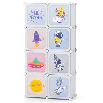 Children's Wardrobe Organizer, 8 Cubes, White, Adjustable