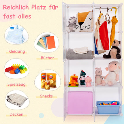 Children's Wardrobe Organizer, 8 Cubes, White, Adjustable