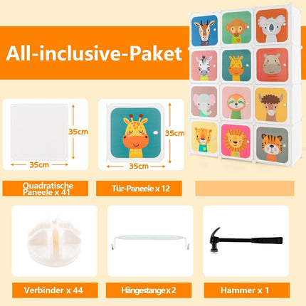 Children's Wardrobe with 12 Cubes, White, Plastic