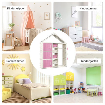 Children's Wardrobe with Clothes Rail and Shelves, Pink