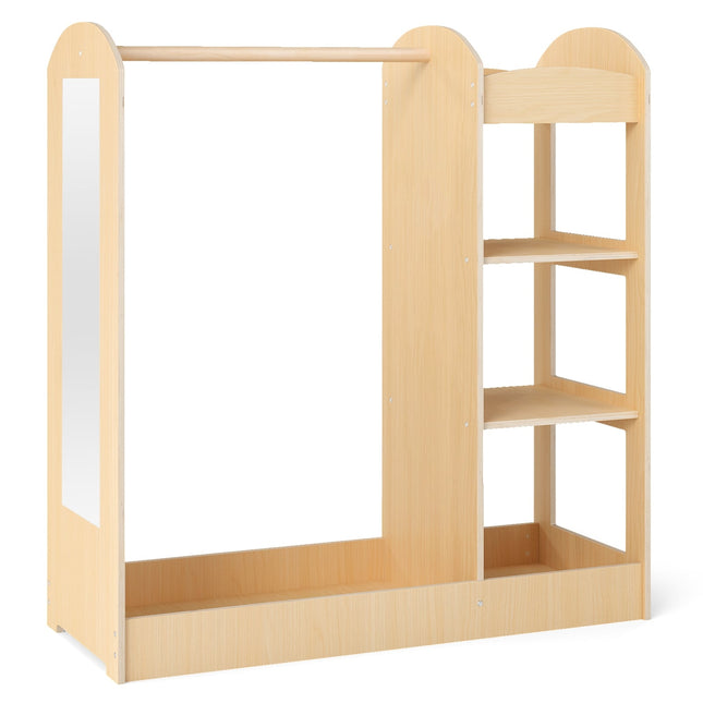 Children's Wardrobe with Mirror, Solid Wood, 100 cm
