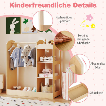 Children's Wardrobe with Mirror, Solid Wood, 100 cm