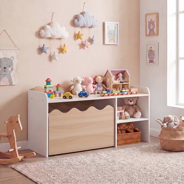 Children's Wooden Activity Table Set with Storage Bench