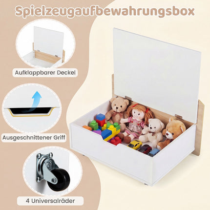 Children's Wooden Activity Table Set with Storage Bench