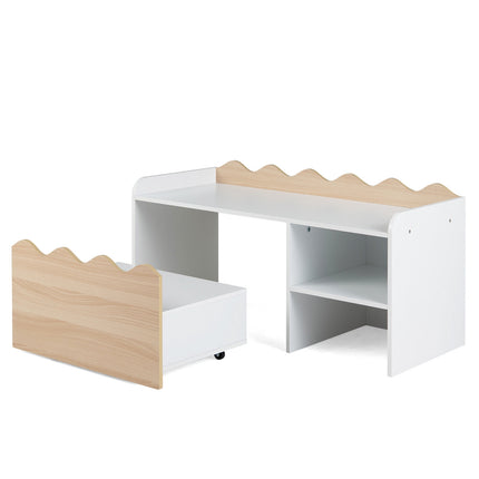 Children's Wooden Activity Table Set with Storage Bench