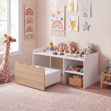 Children's Wooden Activity Table Set with Storage Bench