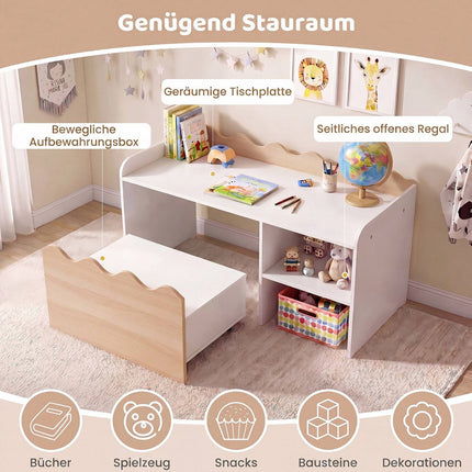 Children's Wooden Activity Table Set with Storage Bench