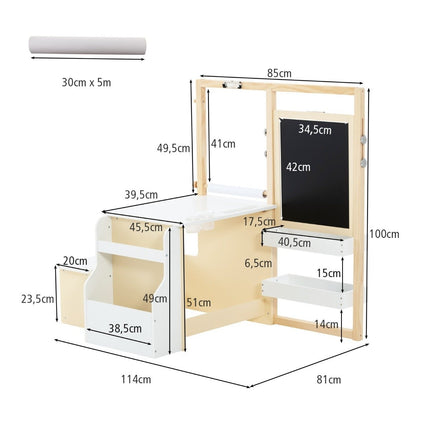 Children's Wooden Art Easel Set with Chalkboard & Whiteboard