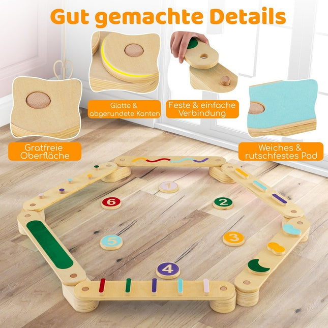 Children's Wooden Balance Beam Set with 6 Stones