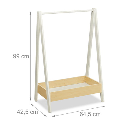 Children's Wooden Clothes Rack with Storage Tray