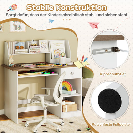 Children's Wooden Desk with Storage, 90x45x90 cm, Natural