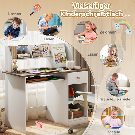 Children's Wooden Desk with Storage, 90x45x90 cm, Natural