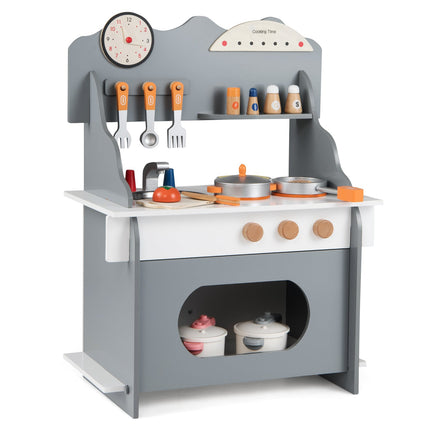 Children's Wooden Play Kitchen with Accessories, Grey