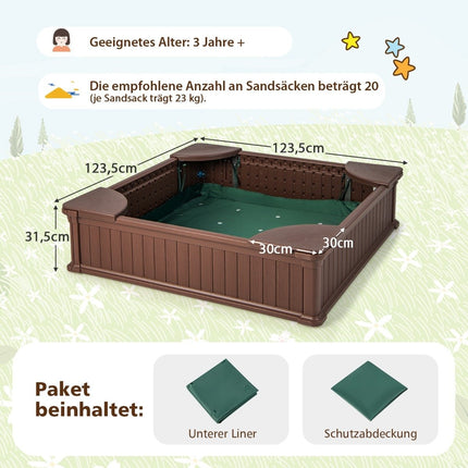 Children's Wooden Sandbox with Cover & Seats