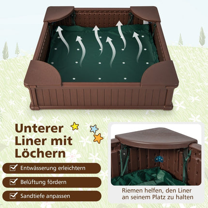 Children's Wooden Sandbox with Cover & Seats