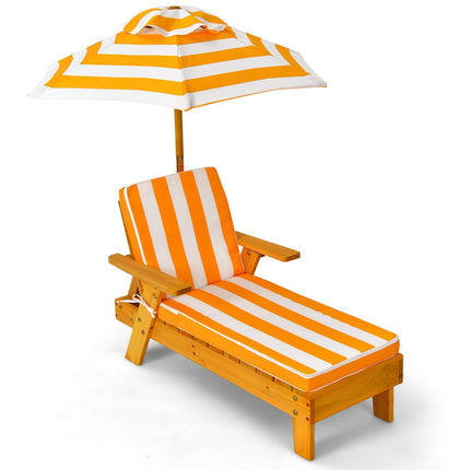 Children's Wooden Sun Lounger with Adjustable Canopy