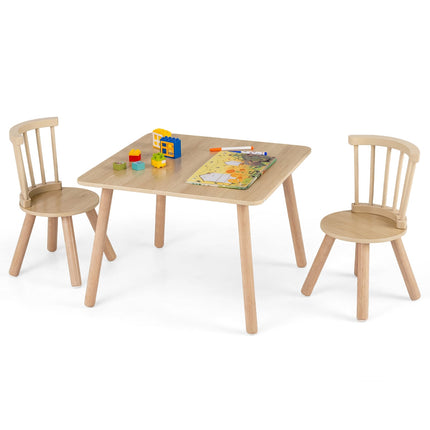 Children's Wooden Table and 2 Chair Set with Spindle Back