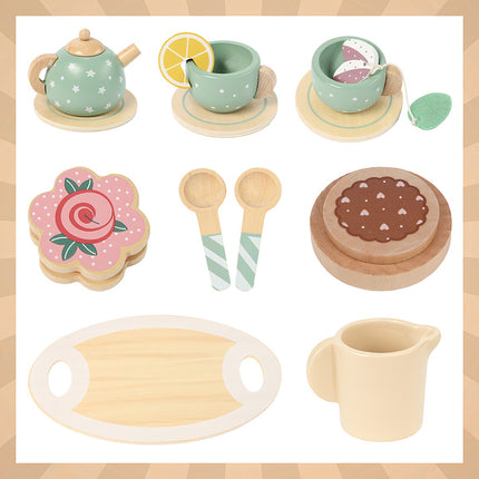 Children's Wooden Tea Set – 15-Piece Play Kit