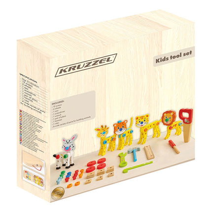 Children's Wooden Toolbox DIY Kit, Build Animals & Vehicles