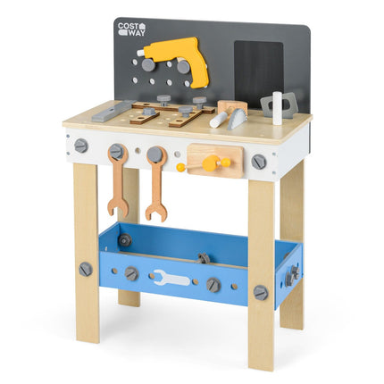 Children's Wooden Workbench Playset with Chalkboard