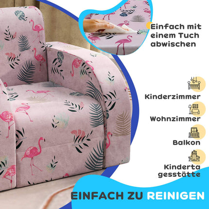 Children's sofa in Flamingo pattern, foldable and collapsible