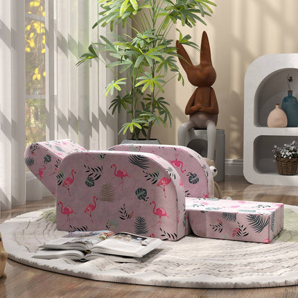 Children's sofa in Flamingo pattern, foldable and collapsible