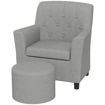 Children's Gray Armchair Sofa Set, Eucalyptus, Linen Look