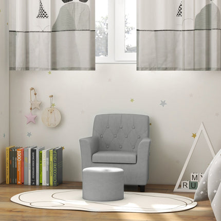 Children's Gray Armchair Sofa Set, Eucalyptus, Linen Look
