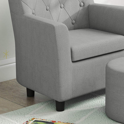 Children's Gray Armchair Sofa Set, Eucalyptus, Linen Look