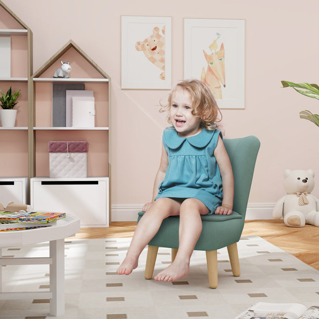 Children's armchair in velvet look, 3-7 years, light blue
