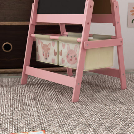 Children's 3-in-1 easel, pink, whiteboard and paper roll