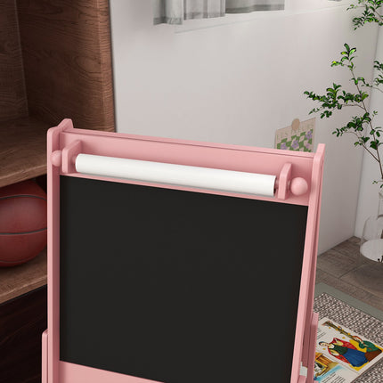Children's 3-in-1 easel, pink, whiteboard and paper roll