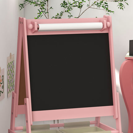 Children's 3-in-1 easel, pink, whiteboard and paper roll
