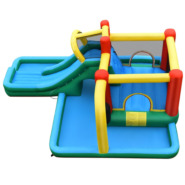 Children's bouncy castle with slide, inflatable water slide, play pool, 470 x 370 x 190 cm, colorful