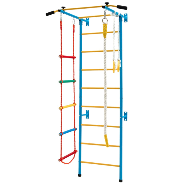 Children's climbing wall home sports equipment for children up to 100 kg 107 x 83 x 223 cm blue and yellow