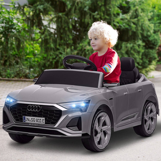Children's 12V electric car with remote control & music, grey