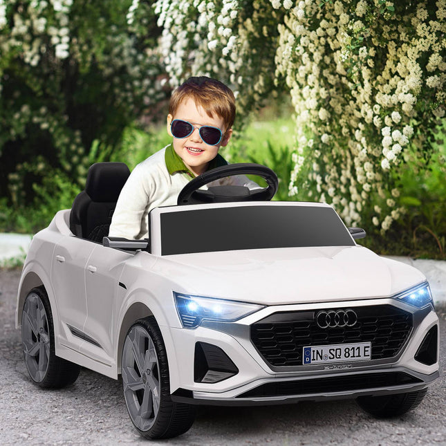 Electric car for children 12V with remote control, MP3 & headlights, white