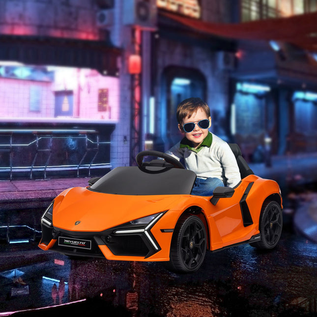 Electric car for children 12V with remote control, music, USB port, orange