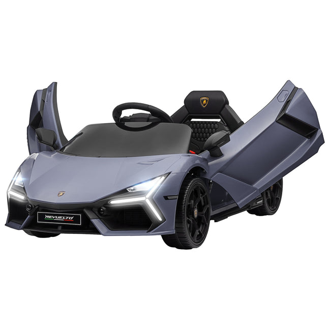 Children's 12V electric car with remote control and lights, gray